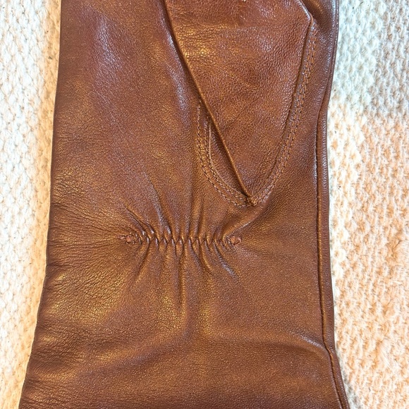 Hugo Boss Dark Brown Leather Long Gloves - Picture 5 of 6